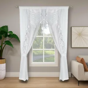 Overstock Kate Aurora Ultra Glam Beaded Sparkly Sheer Window in a Bag Curtain Set - 58 in. W x 84 in. - 58 in. W x 84 in. White