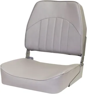 Overton's Economy Low-Back Fishing Seat – Embossed Center Panel, Injection-Molded Frame, UV-Protected Marine Vinyl, 200 lb Capacity