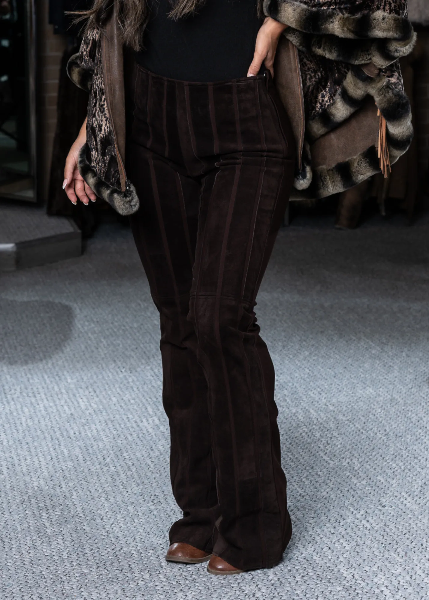 Paneled Suede Pants