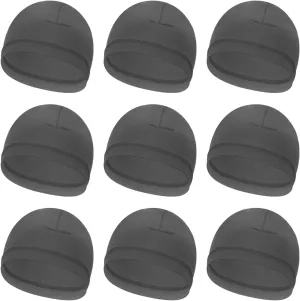 PATIKIL Helmet Liner Skull Cap for Men, 9 Pack Sweat Wicking Hats Stretchy Under Helmets Caps for Running Bicycle Motorcycle Cycling, Dark Gray