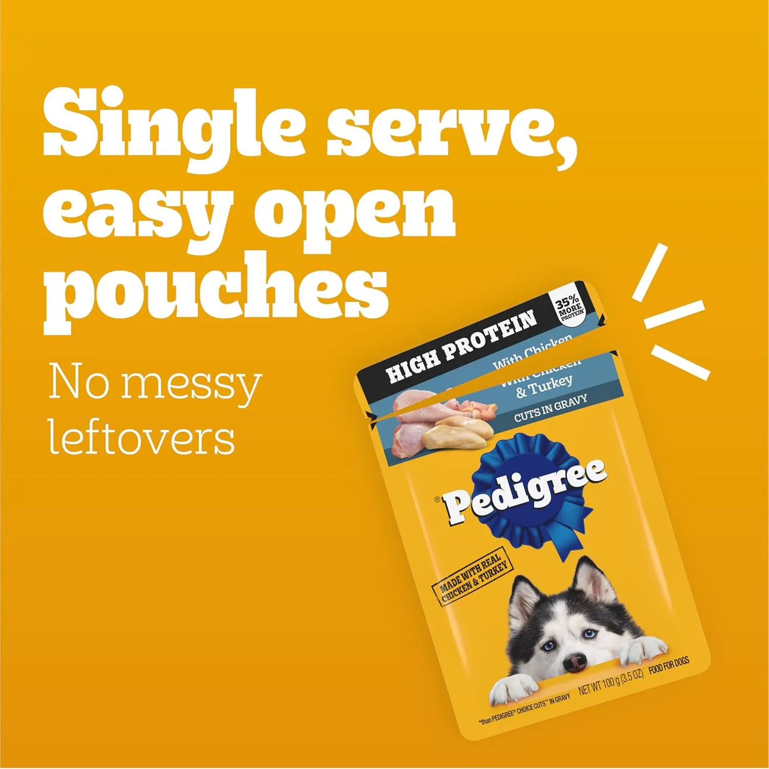 Pedigree High Protein Wet Dog Food Pouches, Variety Pack, 3.5 oz. Pouches,(Pack of 18)