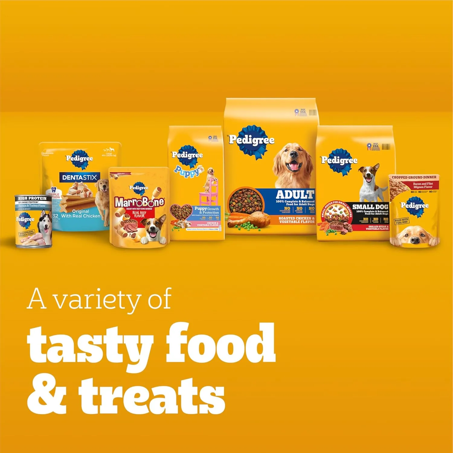Pedigree High Protein Wet Dog Food Pouches, Variety Pack, 3.5 oz. Pouches,(Pack of 18)