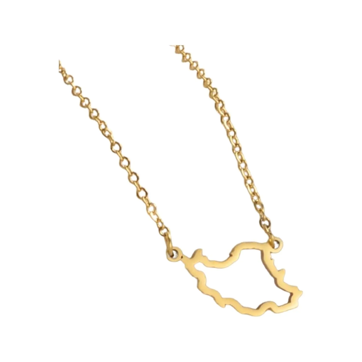 Persian Gift - Persian Jewelry - Gold Plated Country Map Necklace, Happy Persian Necklace, Great Persian Gift, Chain Length 14"-17.5", Persian Love Nowruz Norooz Norouz Gift!
