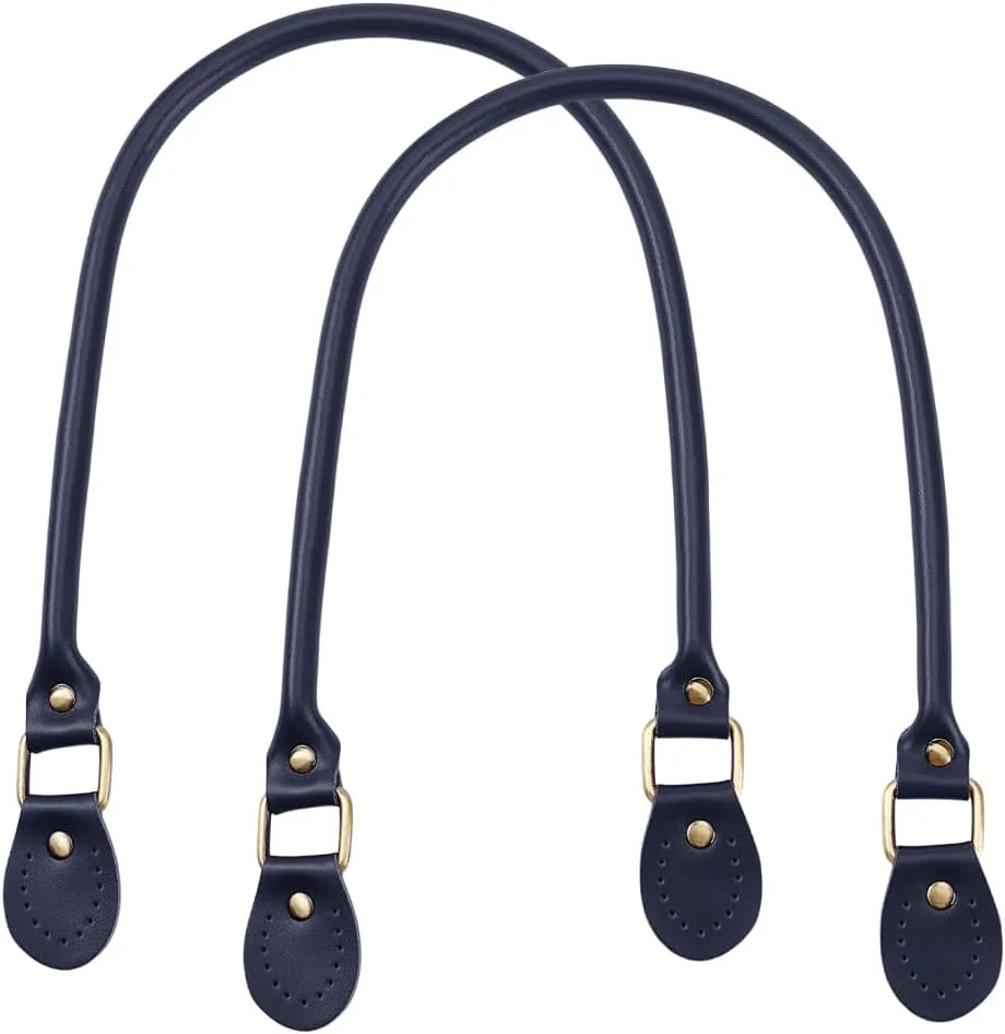 PH PandaHall 2pcs Leather Purse Handles 24.2” Sew on Bag Handles Handbags Shoulder Bag Strap Replacement with Alloy Clasps for Purses Tote Bag Handbag Making Repairing Supplies, Marine Blue