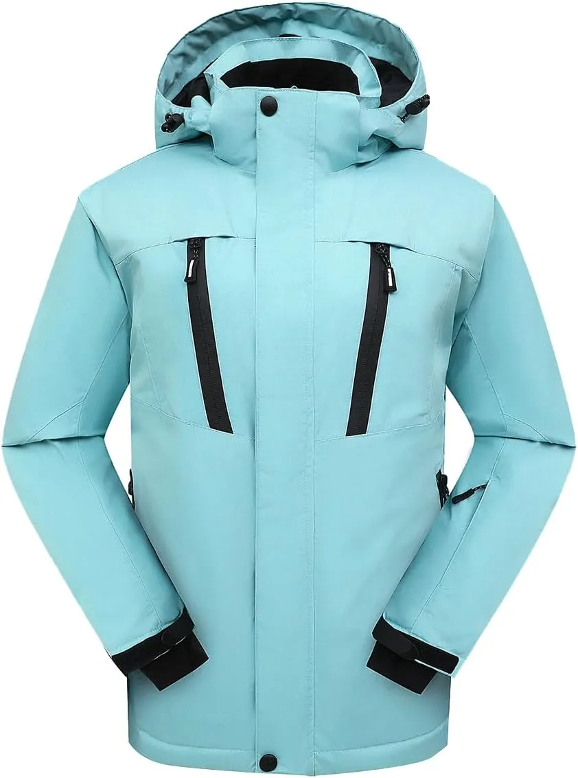 PHIBEE Women's Waterproof Warm Ski Jacket Winter Windproof Snow Coat Hooded Rain Jacket