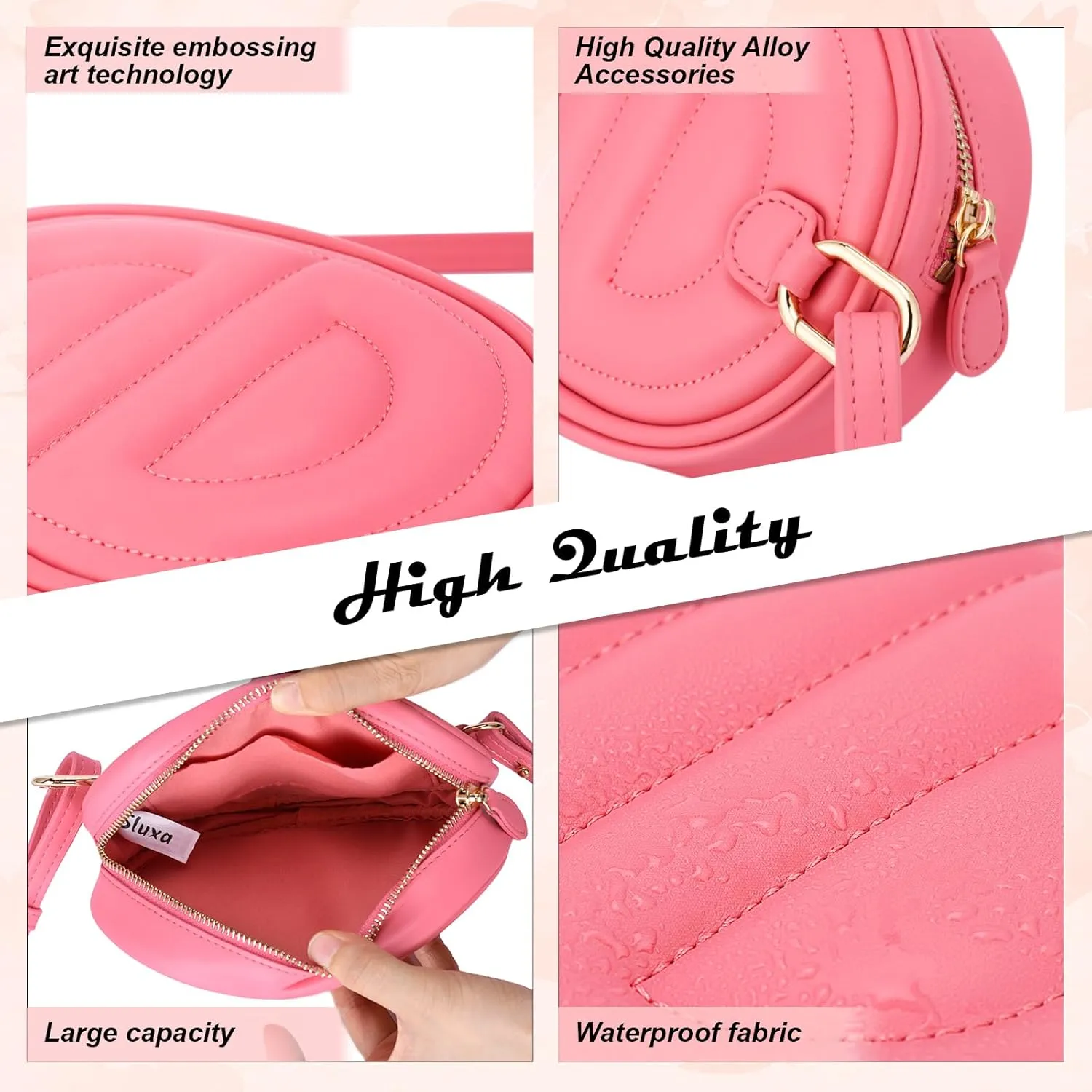 Pink H bag, Leather fanny pack for women,Fashion hot pink crossbody, Popular exquisite waterproof fanny bag for women.
