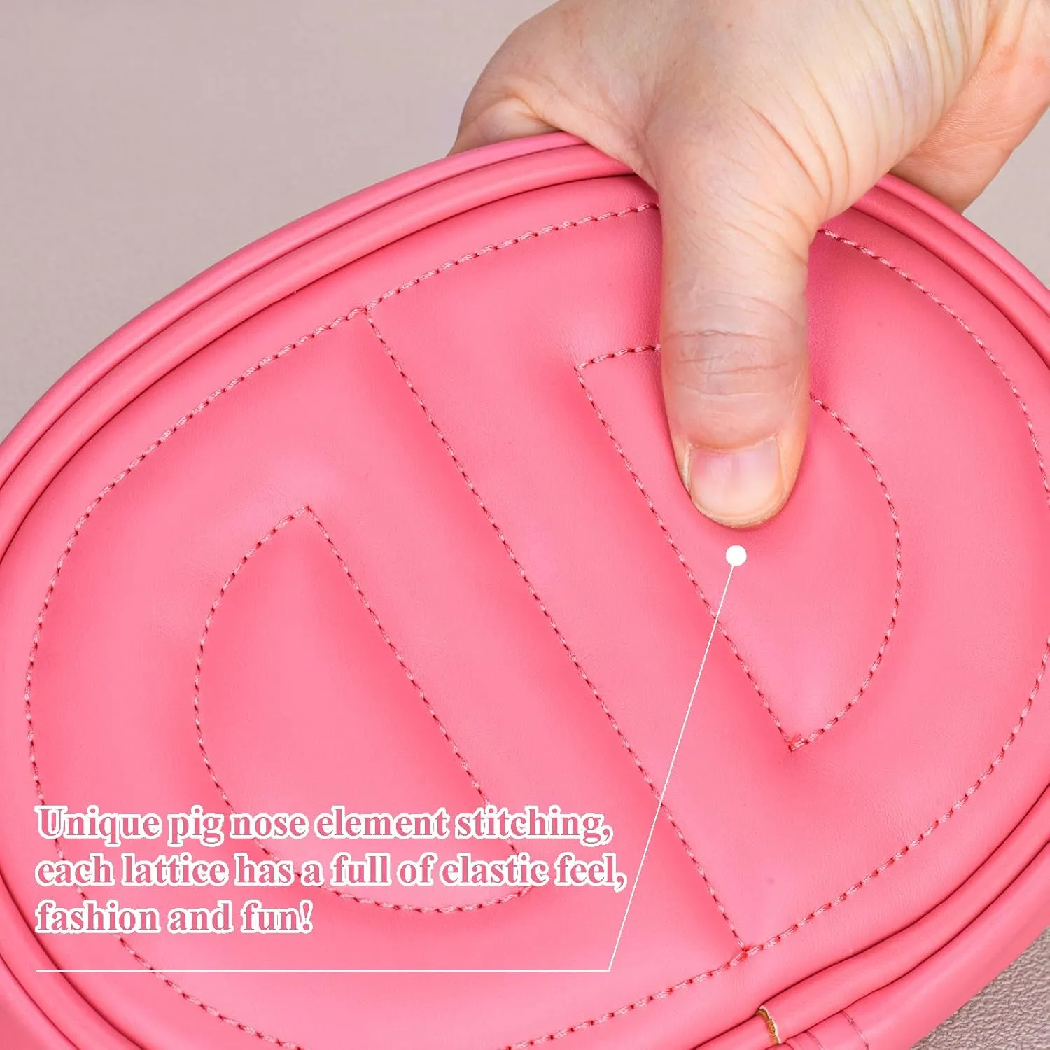 Pink H bag, Leather fanny pack for women,Fashion hot pink crossbody, Popular exquisite waterproof fanny bag for women.