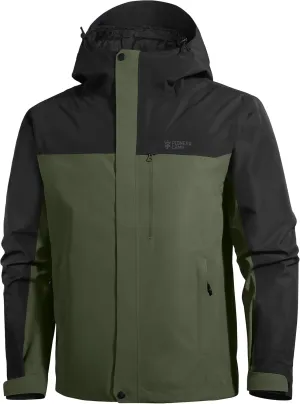Pioneer Camp Mens Rain Jacket Waterproof Shell Jacket Hooded Lightweight Rain Coat for Outdoor Hiking 4 Pockets Windbreaker