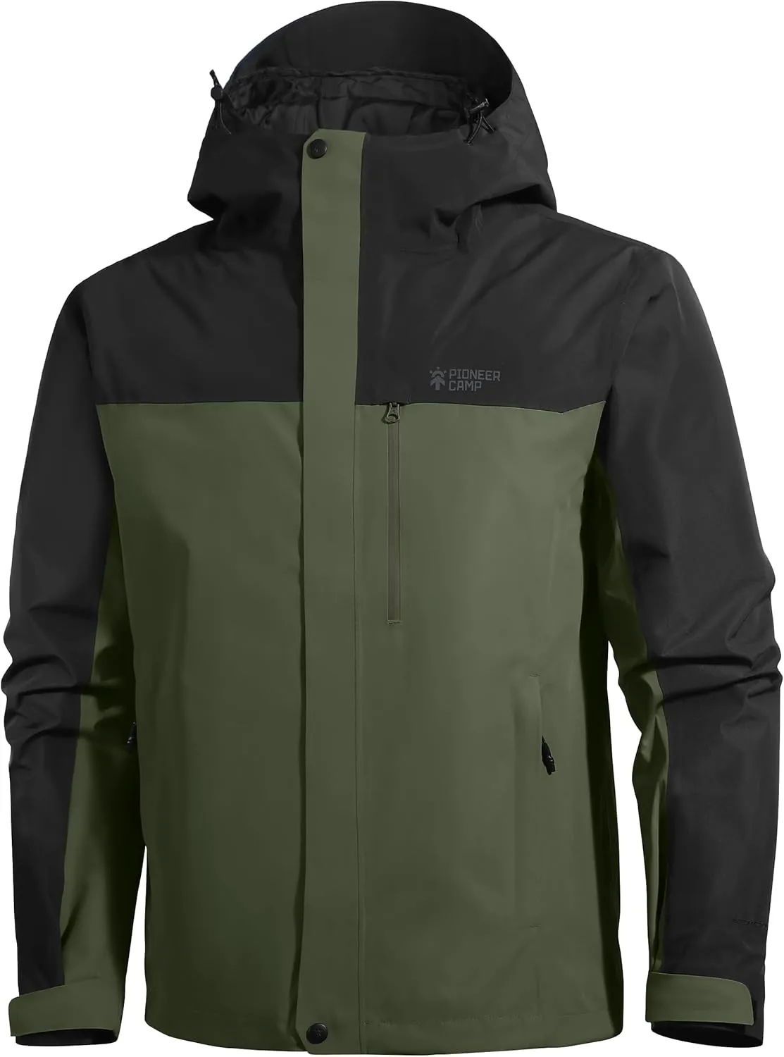 Pioneer Camp Mens Rain Jacket Waterproof Shell Jacket Hooded Lightweight Rain Coat for Outdoor Hiking 4 Pockets Windbreaker
