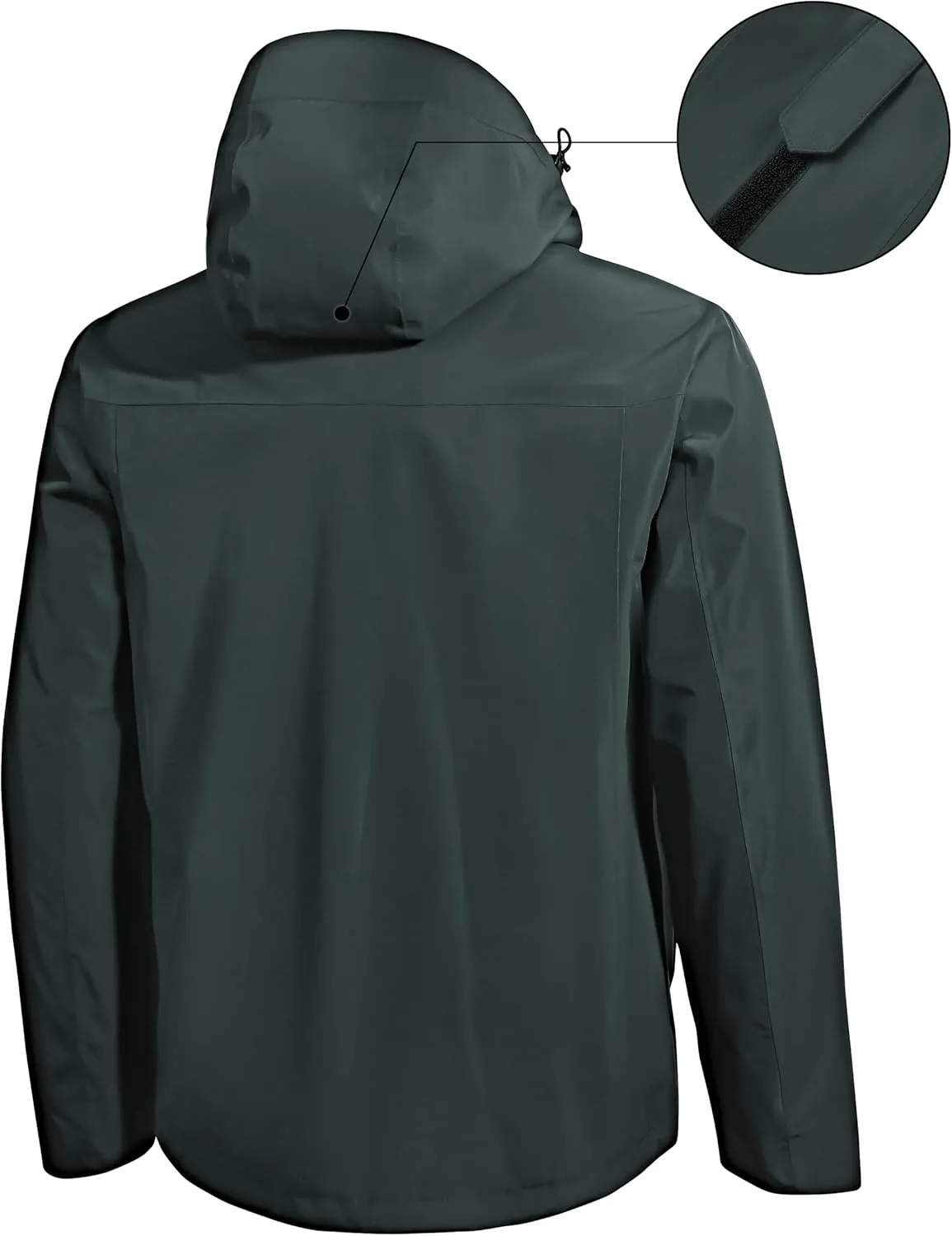 Pioneer Camp Mens Rain Jacket Waterproof Shell Jacket Hooded Lightweight Rain Coat for Outdoor Hiking 4 Pockets Windbreaker