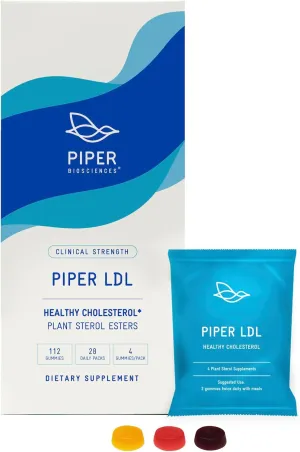 Piper Biosciences Healthy Cholesterol Gummy Supplement Containing 2280 mg Plant Sterol Esters Per Day: Clinical Strength, Vegan (112 Gummies)