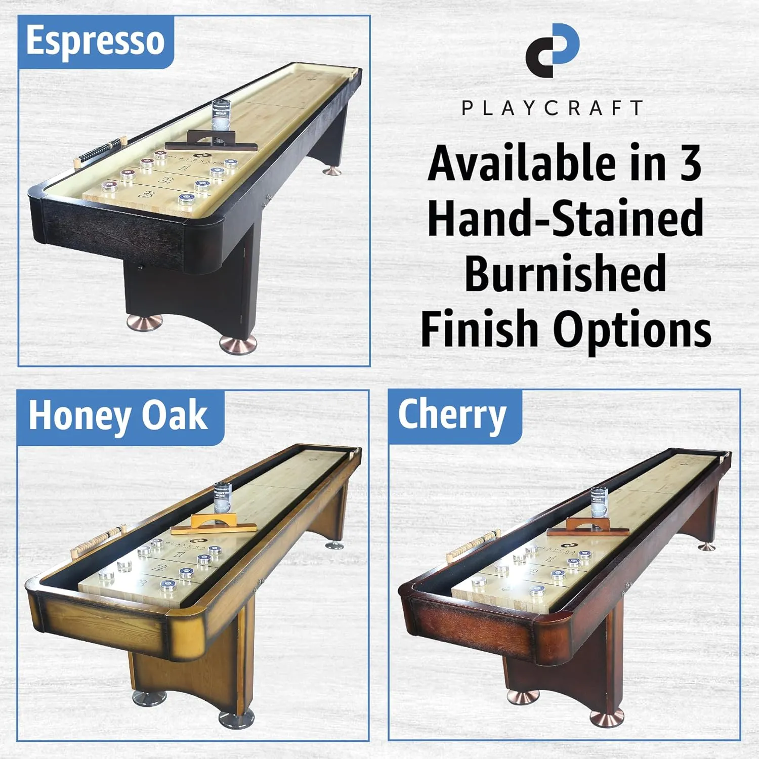 Playcraft Georgetown Shuffleboard Table with Storage Cabinet - Shuffle Board Game Table with Matching Abacus, 8 Pucks, Brush & Wax - Pro Climate Adjusters - Hand-Stained Burnished Finish