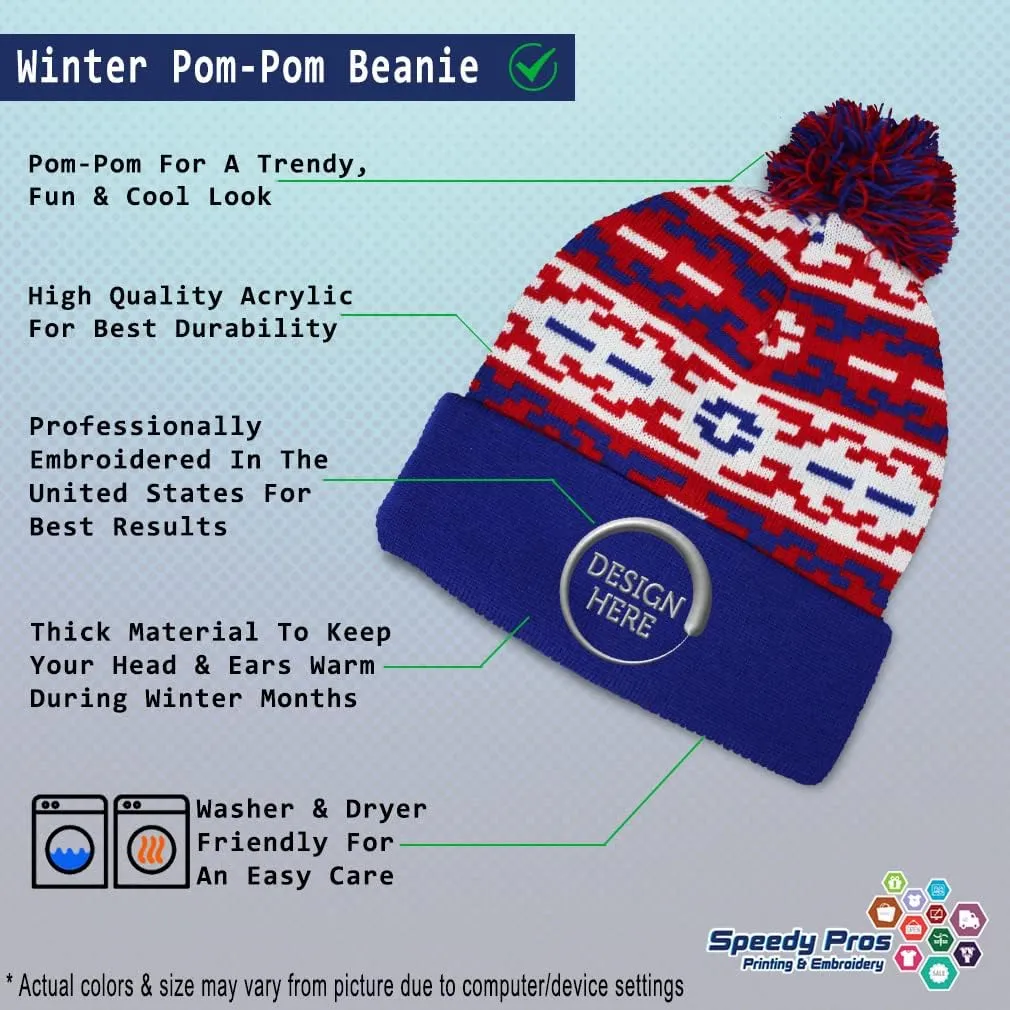 Pom Pom Beanies for Women Paris Travel Eiffel Tower Embroidery Skull Cap Winter Hats for Men Acrylic 1 Size