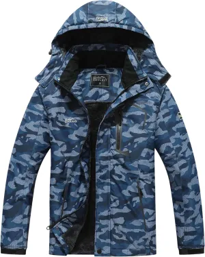 Pooluly Men's Ski Jacket Warm Winter Waterproof Windbreaker Hooded Raincoat Snowboarding Jackets