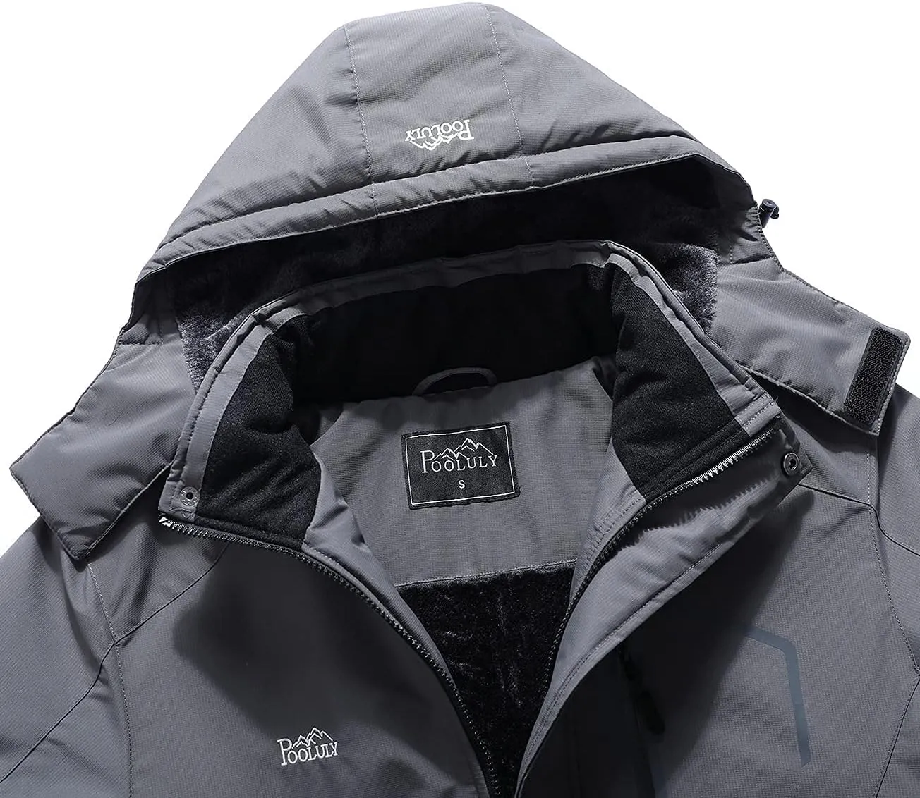 Pooluly Men's Ski Jacket Warm Winter Waterproof Windbreaker Hooded Raincoat Snowboarding Jackets