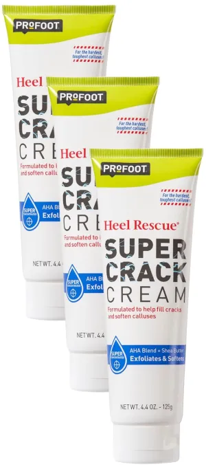PROFOOT Heel Rescue Super Crack Foot Cream, Concentrated AHA Blend & Shea Butter, Moisturizes, Exfoliates, Softens & Aids Cracked Heel Repair, 4.4 Ounce (Pack of 3)