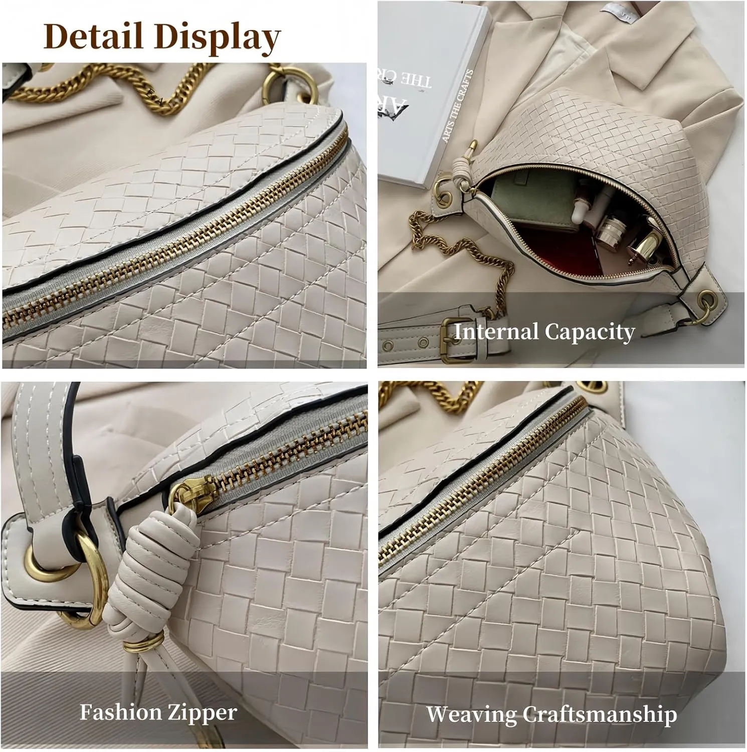 PU Leather Fanny Pack Crossbody Sling Bag for Women - Trendy Belt Bag with Adjustable Strap, Lightweight for Travel Daily Use (Imitate Woven Black)