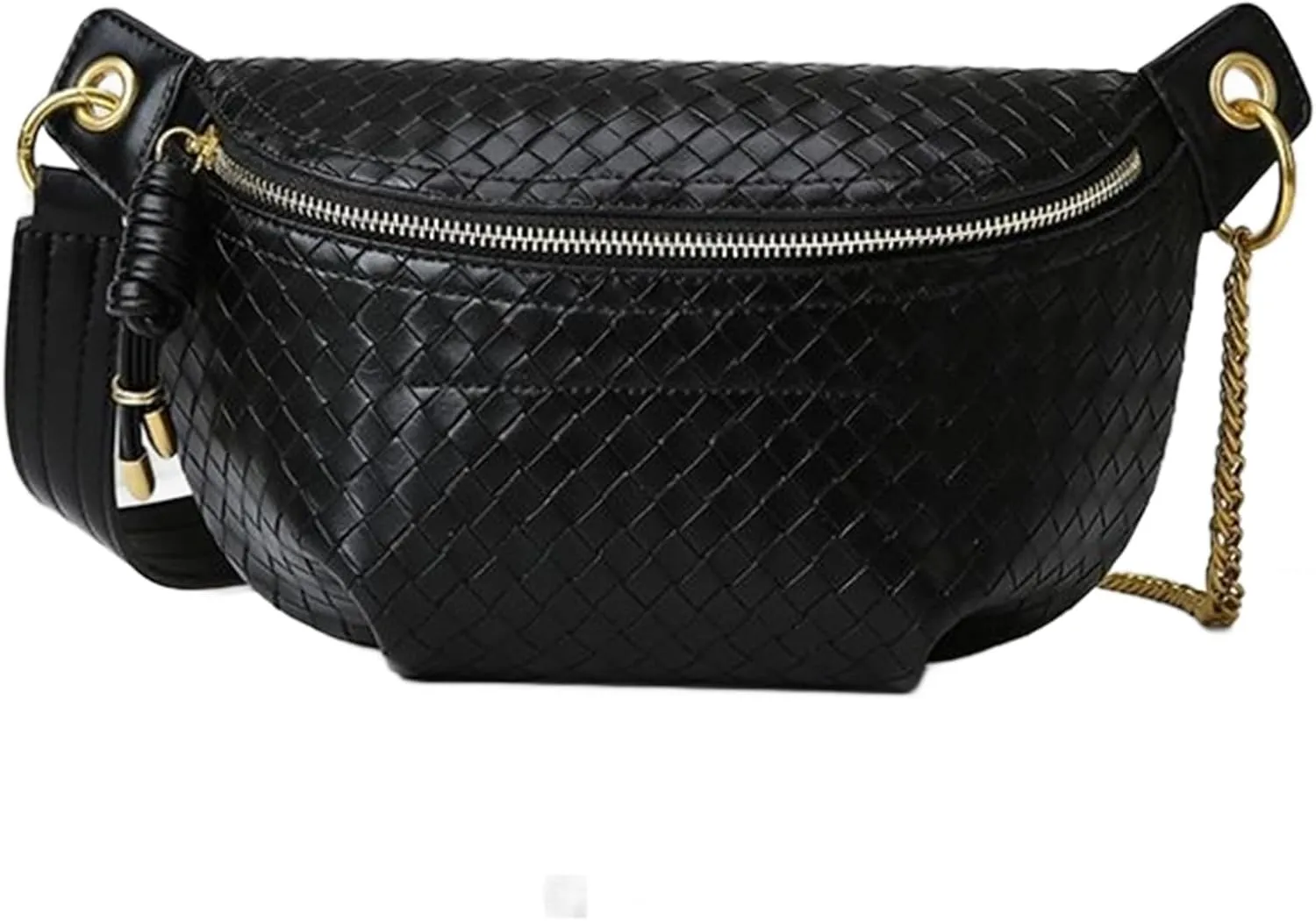 PU Leather Fanny Pack Crossbody Sling Bag for Women - Trendy Belt Bag with Adjustable Strap, Lightweight for Travel Daily Use (Imitate Woven Black)