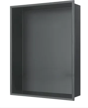 PULSE Showerspas NI-1216-GMB Niche Rectangular Stainless-Steel Shower Shelf, 12" x 16", Gunmetal Black