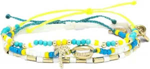 Pura Vida Glowing Palms Style Bracelet Pack - Stackable Bracelets for Women - Handmade Accessories, Adjustable Bands - Multicolor, Set of 3