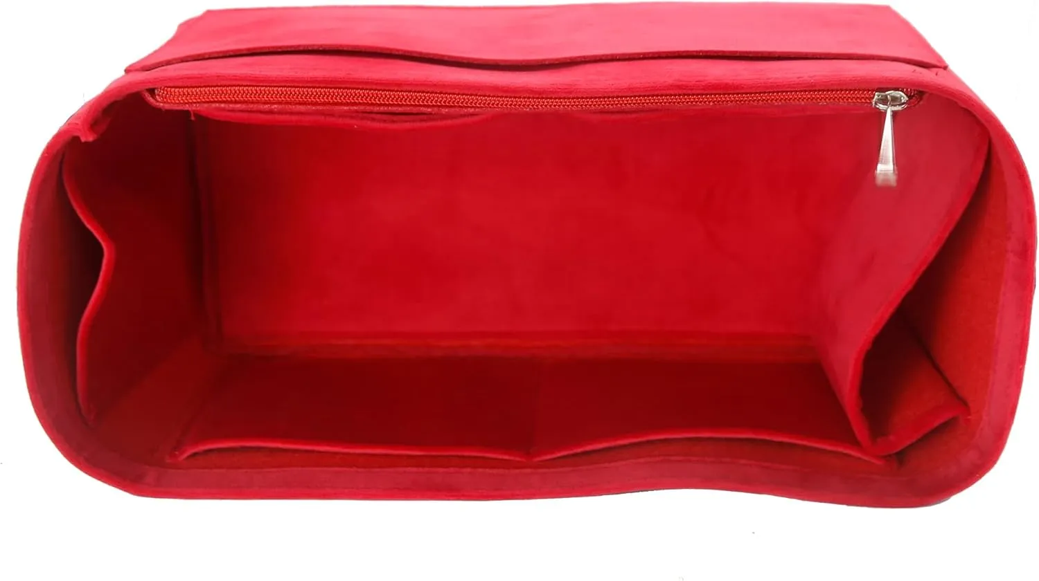 Purse Organizer Insert, Suede Bag Organizer Handbag Tote Shaper, Suede Material, Soft and Non Damaging Bag (X-Large,Red)
