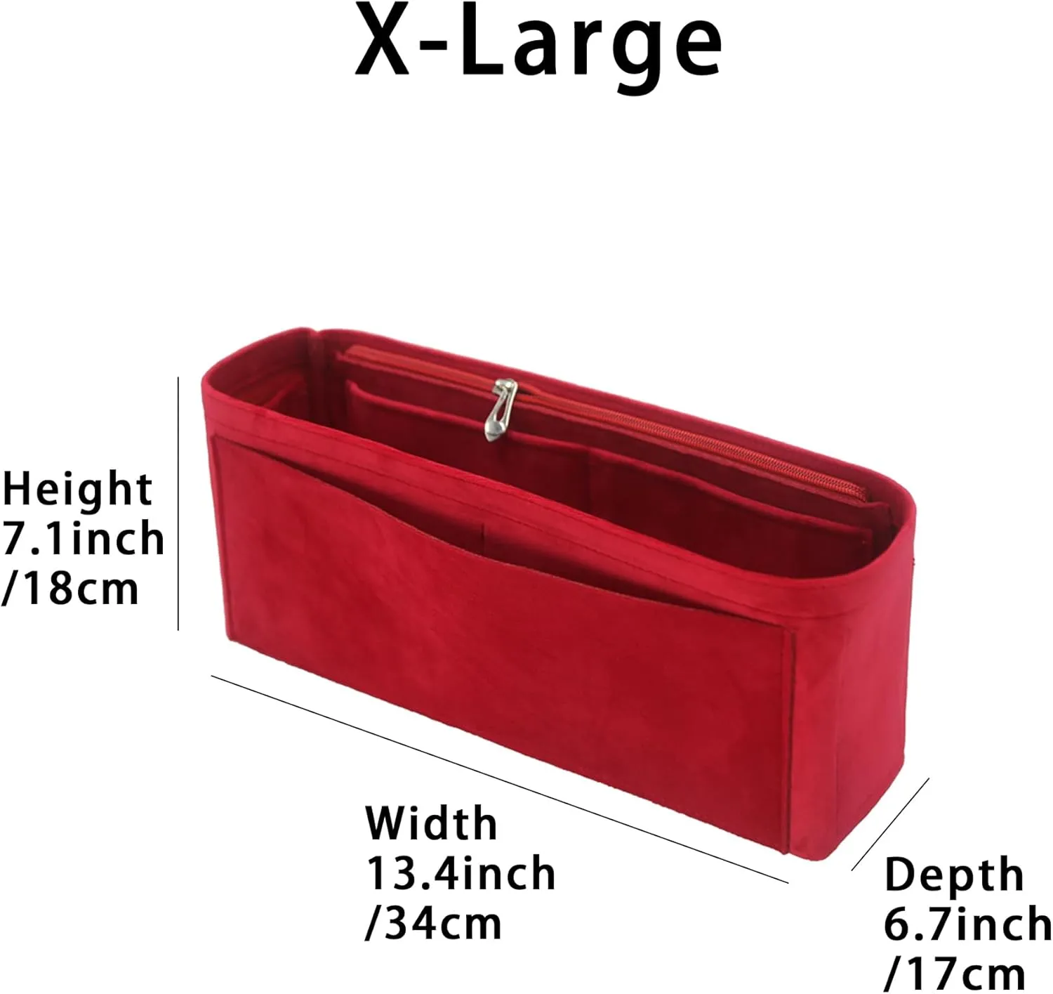 Purse Organizer Insert, Suede Bag Organizer Handbag Tote Shaper, Suede Material, Soft and Non Damaging Bag (X-Large,Red)