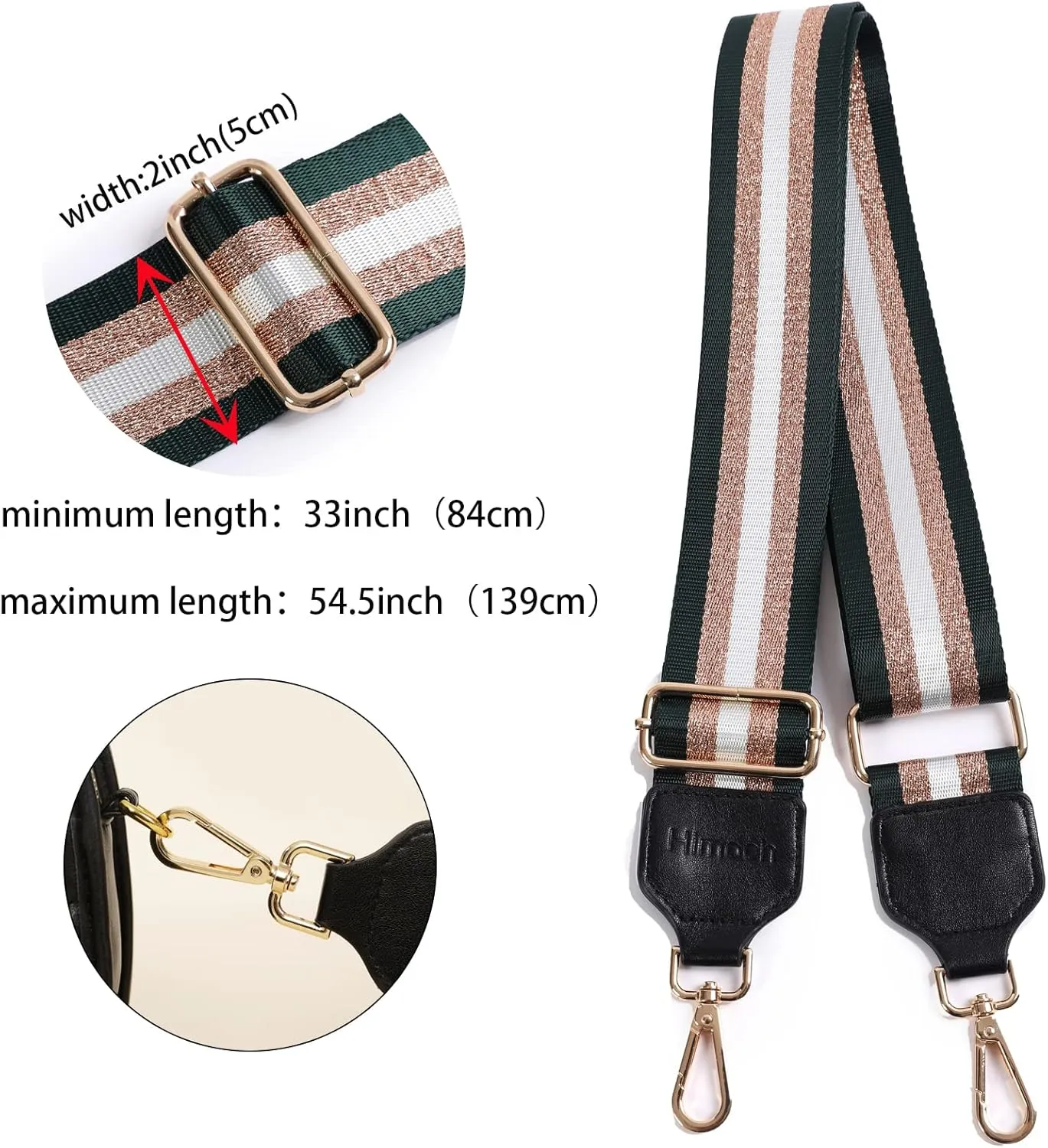 Purse Strap Replacement Crossbody Wide Bag Straps Guitar strap for Handbag Adjustable（W：2inch/5cm）