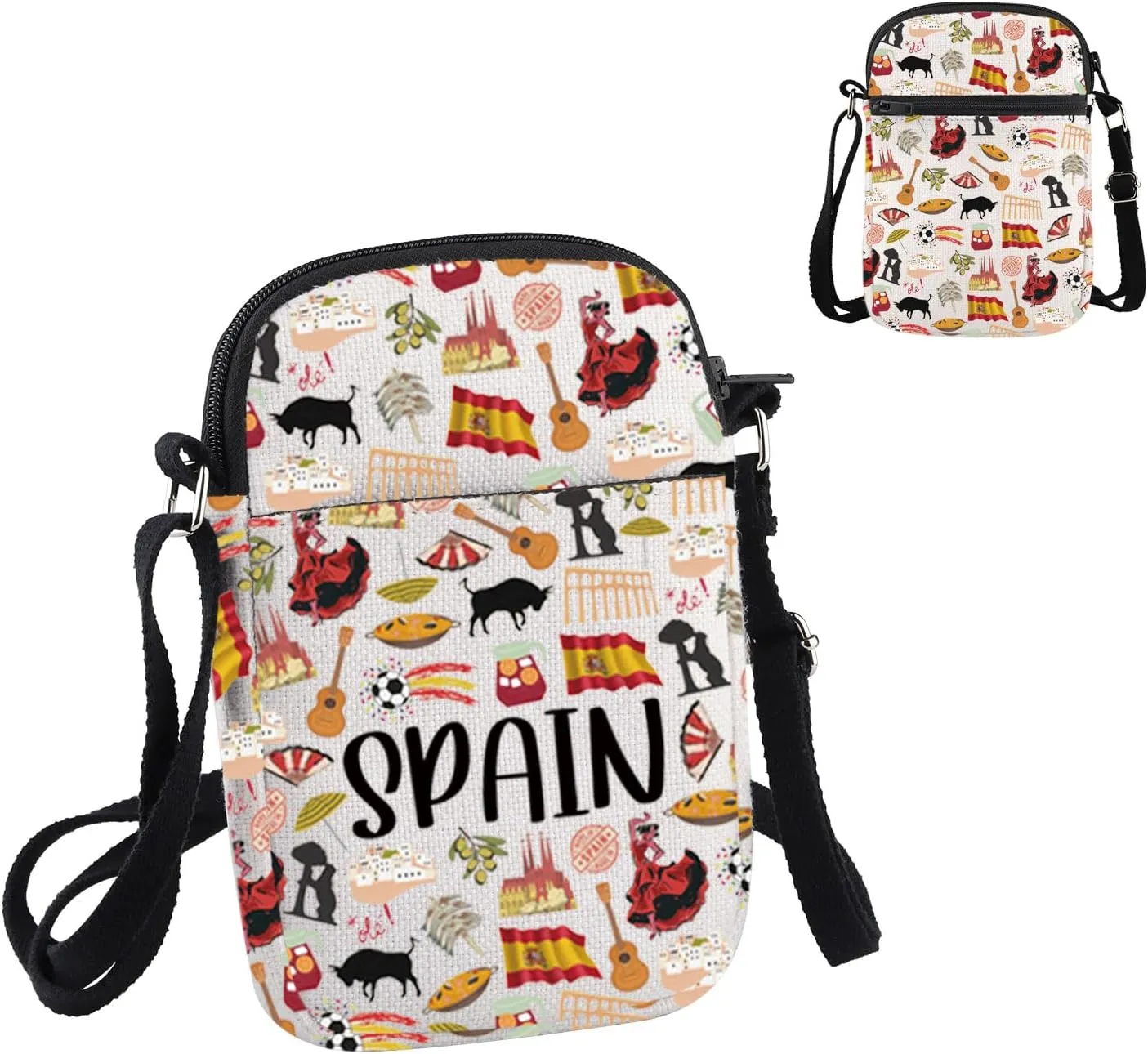 PWHAOO Spain Lover Gift Spain Themed Crossbody Bag Spanish Culture Travel Bag Spain Tourism Gift Spain Vacation Gift