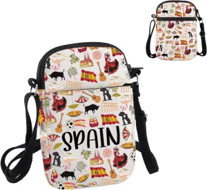 PWHAOO Spain Lover Gift Spain Themed Crossbody Bag Spanish Culture Travel Bag Spain Tourism Gift Spain Vacation Gift