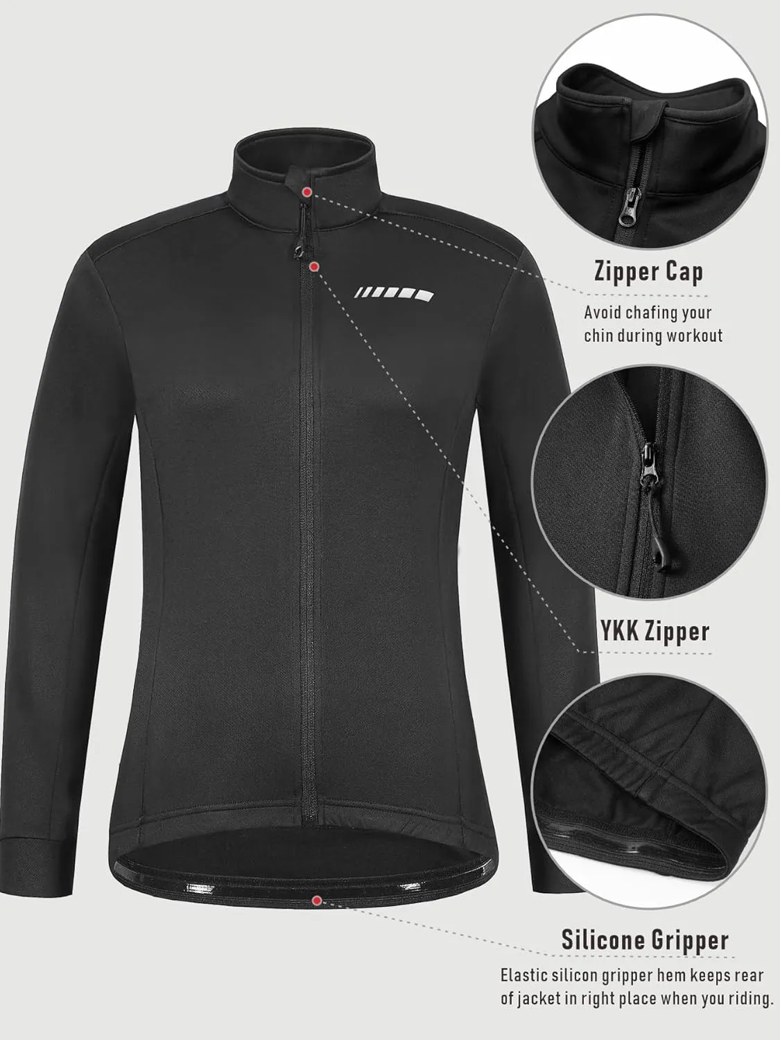 qualidyne Women's Thermal Cycling Jersey Long Sleeve Winter 3 Pockets Bike Fleece Jackets Windproof Biking Coat Cold Weather