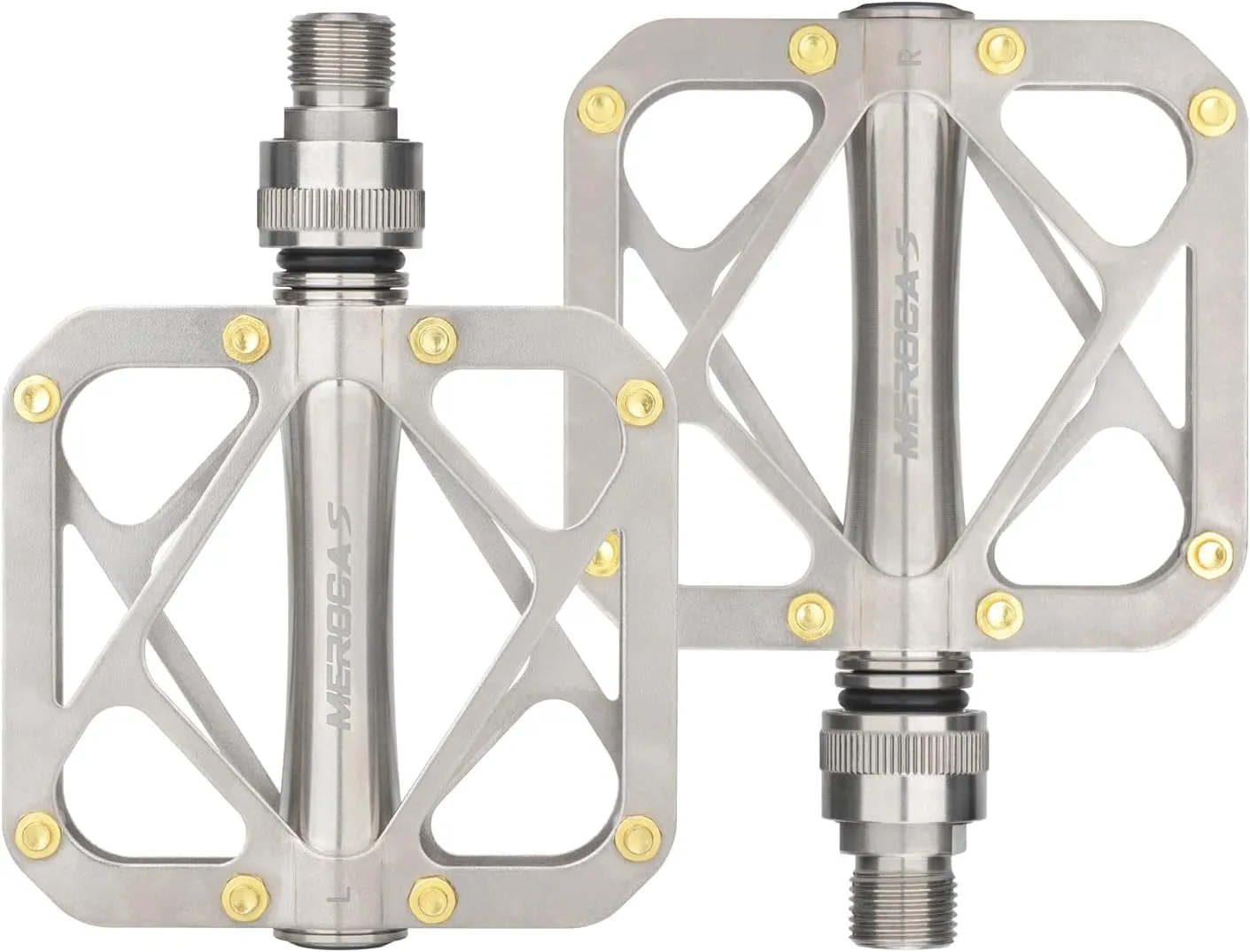 Quick Release Bike Pedals Mountain Bike Pedal Full Titanium Body Road Bike Pedal Large Platform Pedal with 3 Sealed Bearing Anti-Skid Pedal Bicycle Pedals of 9/16 inch