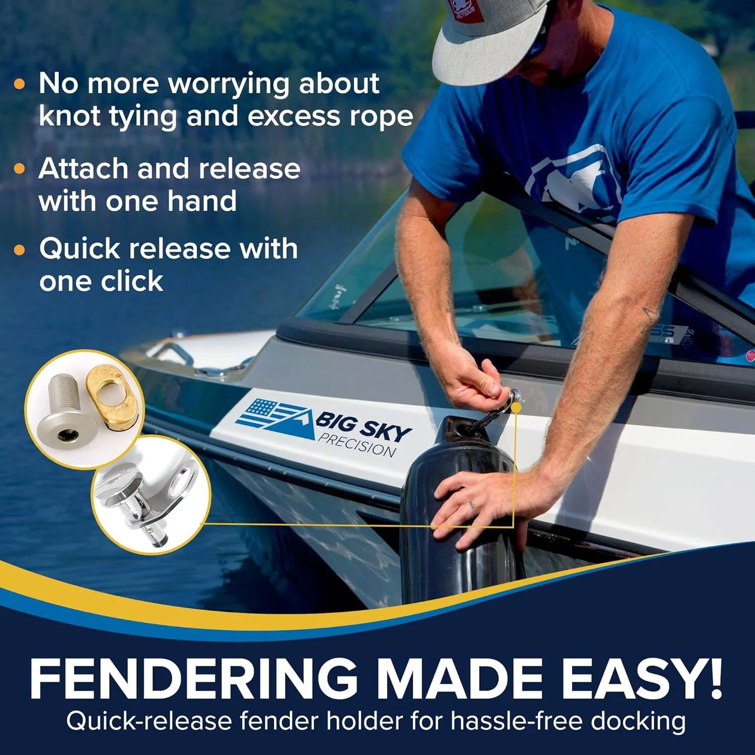 Quick-Release Fender Holder Pin and Set Docking | Easy to Use, 316 Stainless Steel, Corrosion Resistance