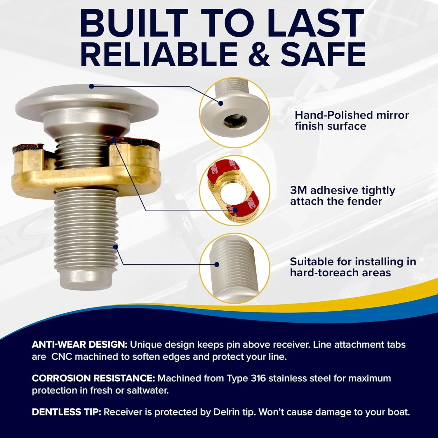Quick-Release Fender Holder Pin and Set Docking | Easy to Use, 316 Stainless Steel, Corrosion Resistance