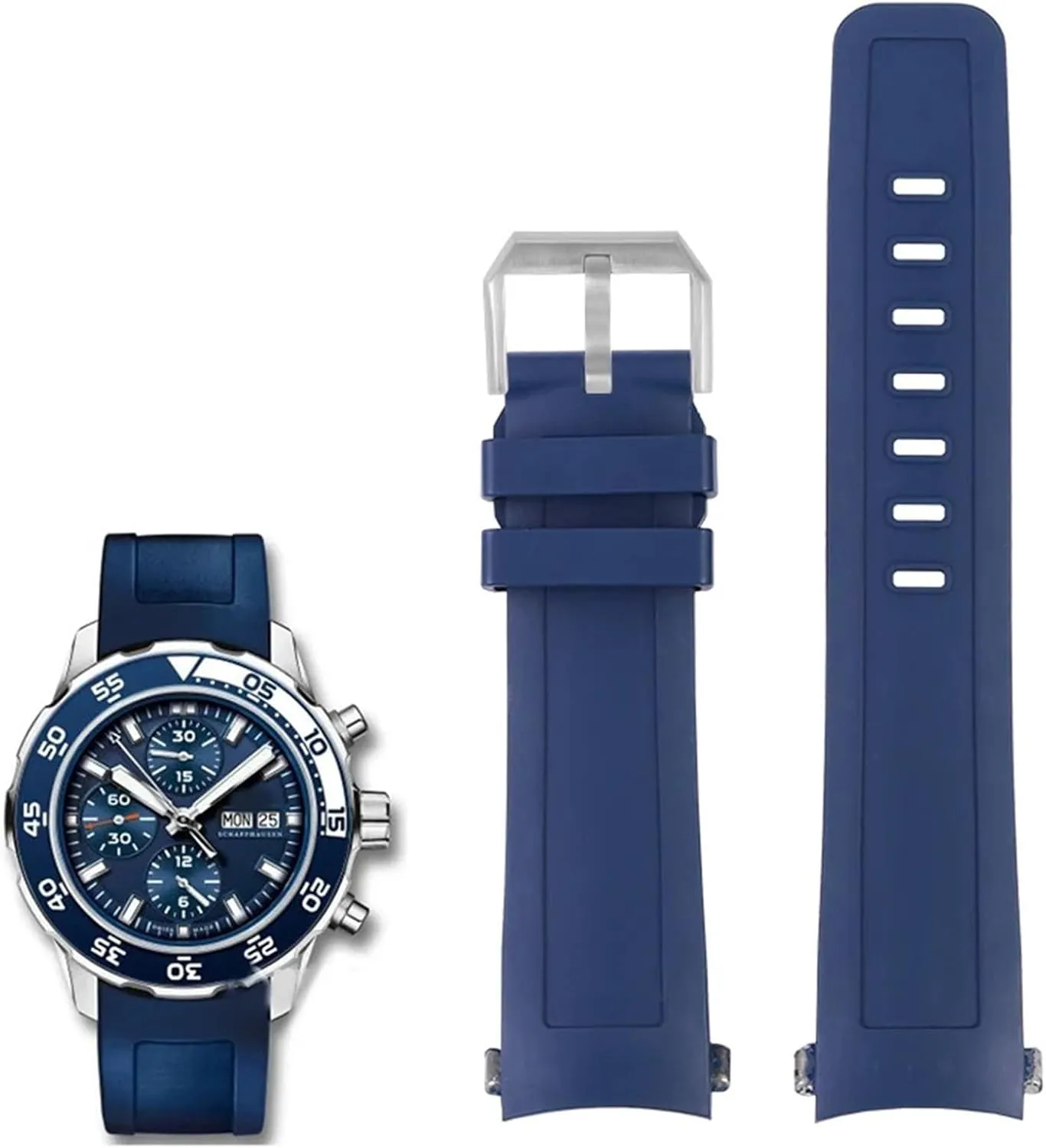 Quick Release Fluoro Rubber Watch Band For IWC Aquatimer Series IW356802 IW376705 IW376710 Soft Silicone Watch Strap 22mm