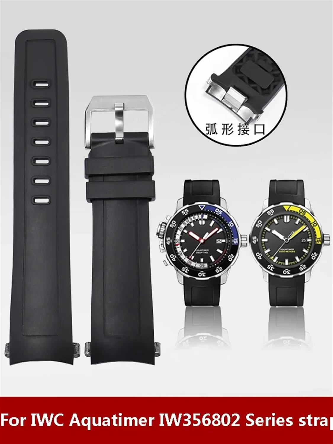 Quick Release Fluoro Rubber Watch Band For IWC Aquatimer Series IW356802 IW376705 IW376710 Soft Silicone Watch Strap 22mm