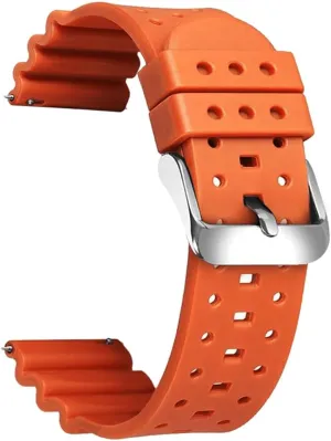 Quick Release Replacement Rubber Sport Watch Straps 20mm 22mm Silicone Curved Line Watch Bands for Diving Watches
