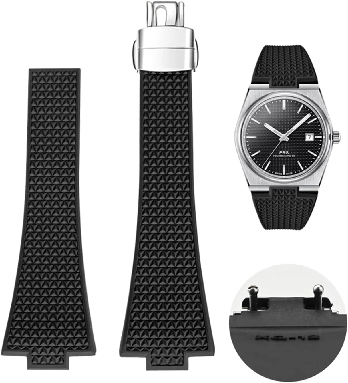 Quick Release Watch Band for Tissot PRX Strap Replacement,FKM Rubber Strap and Butterfly Clasp Compatible with Tissot PRX 40mm Watch Series
