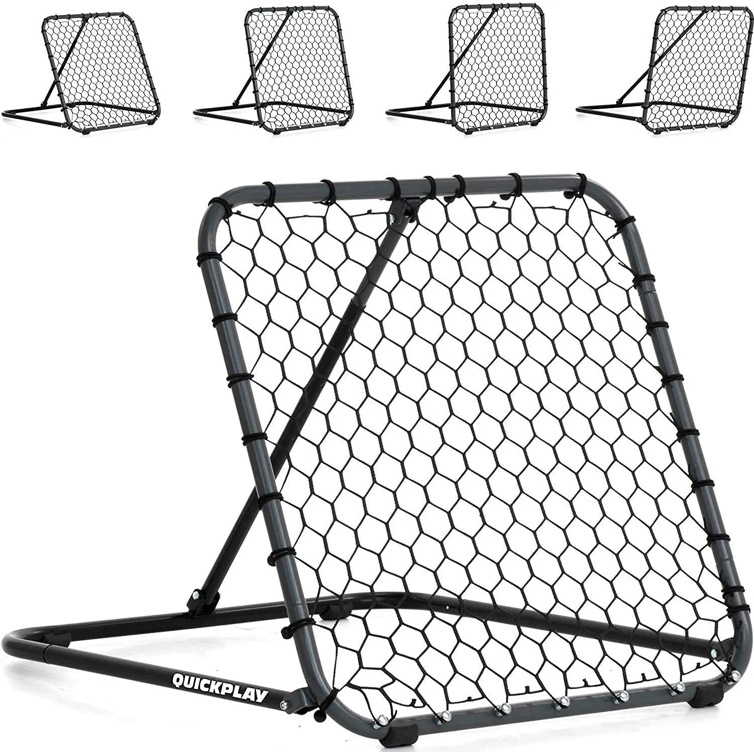 QuickPlay PRO Adjustable Steel Angle Rebounder – Multi-Sport Training Net for Soccer, Baseball & Softball- Available in 3x3', 5x5', & 7x7' Sizes – Perfect for Backyard Practice and Skills Training