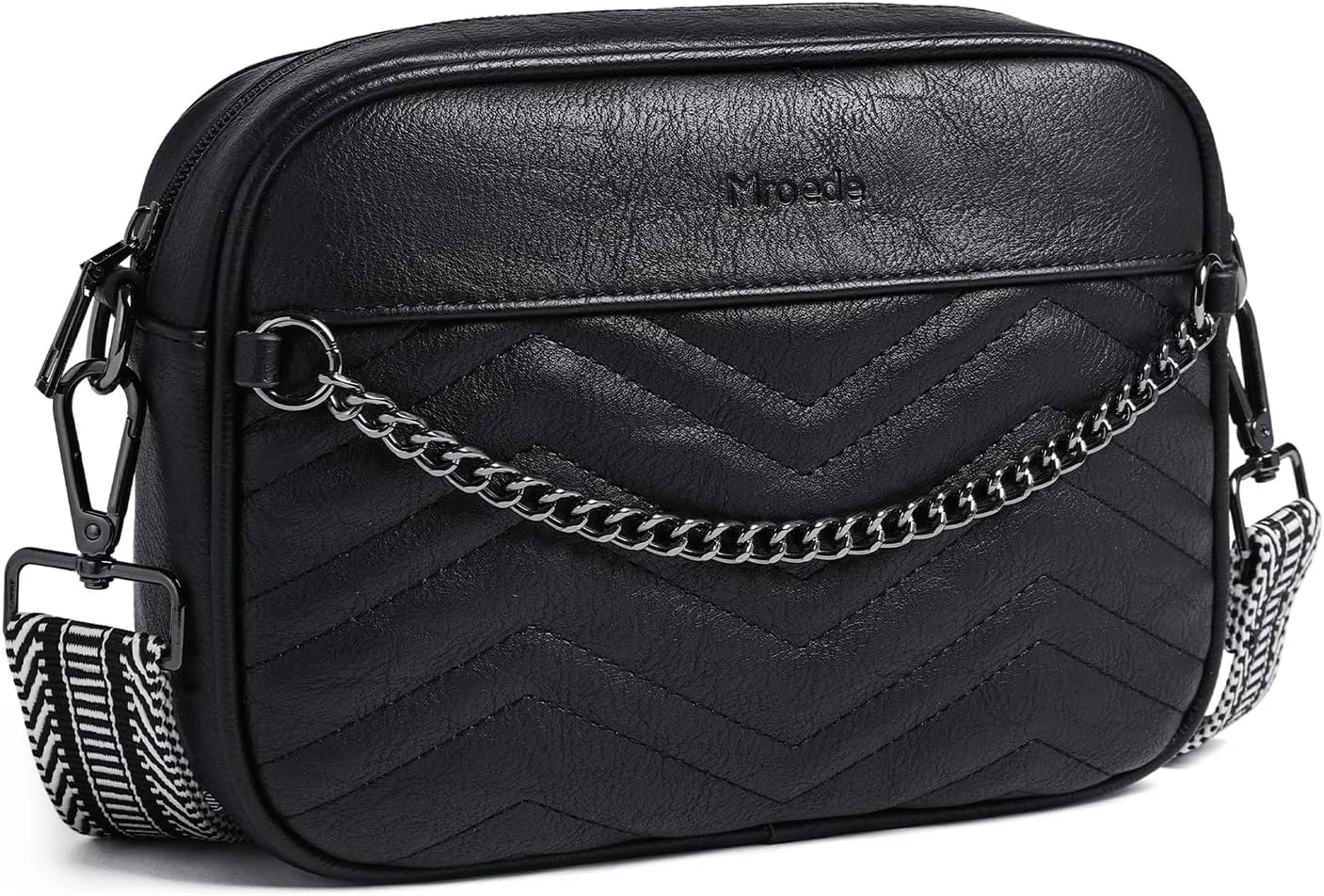 Quilted Crossbody Bags for Women 3-Pockets Crossbody Purses Vegan Leather Shoulder Handbags with Wide Strap