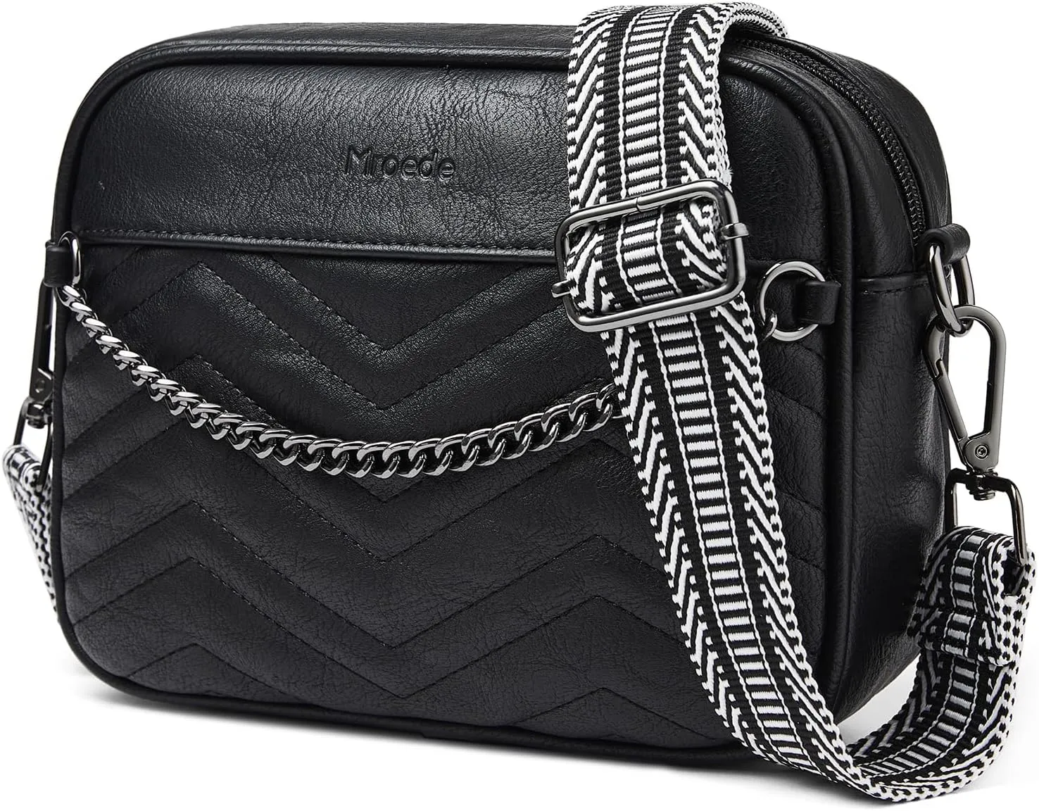 Quilted Crossbody Bags for Women 3-Pockets Crossbody Purses Vegan Leather Shoulder Handbags with Wide Strap