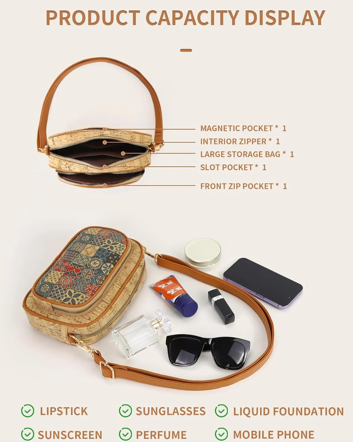 Quilted Crossbody Bags Purse for Women Small Vegan Leather Shoulder Handbags Purses with Two Straps