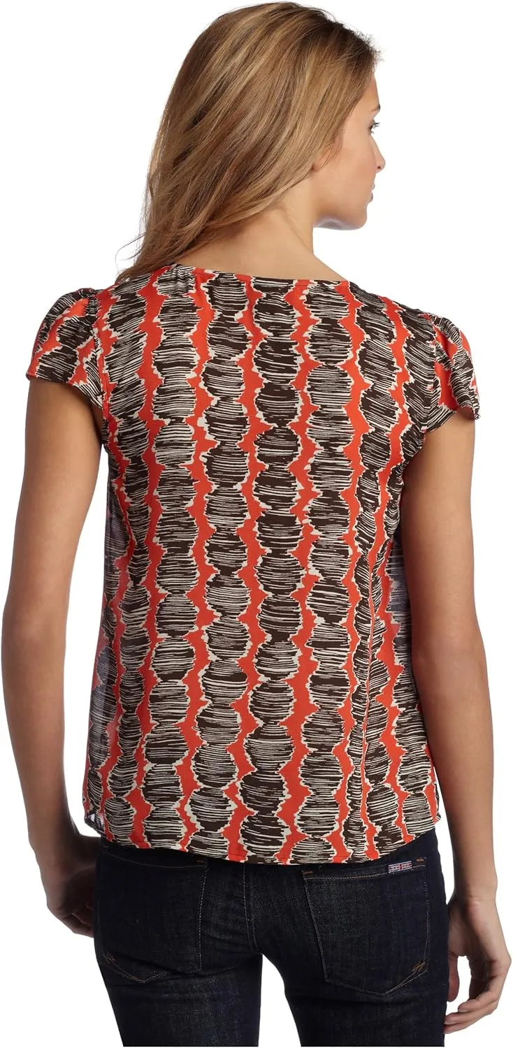 Rafaella Women's Tribal Dots Short Sleeve Top