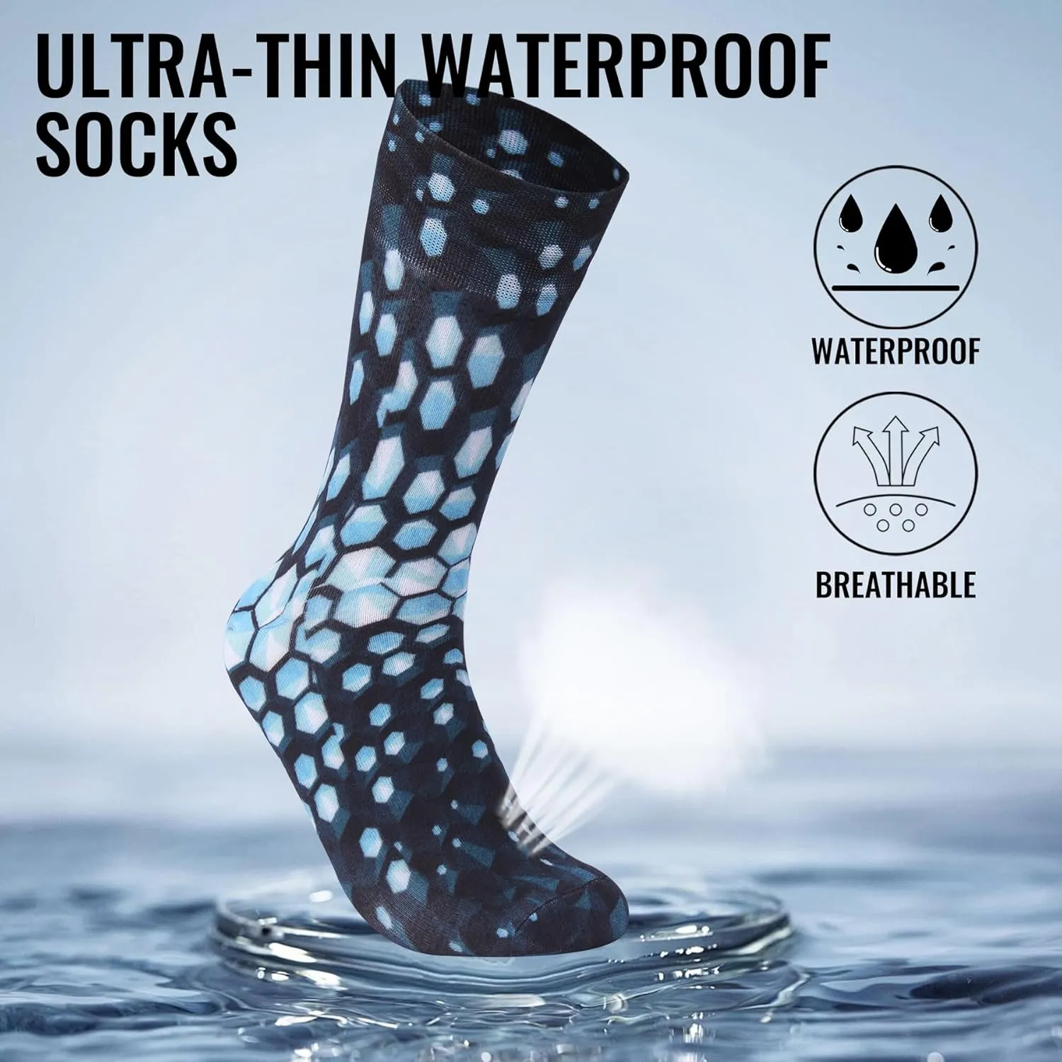 RANDY SUN Unisex Waterproof Socks 2.0 - Ultra Thin, Lightweight, Breathable for Sports Outdoor Activities