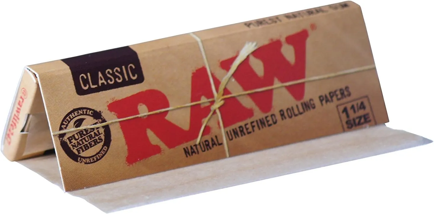 Raw Unrefined Classic 1.25 1 1/4 Size Cigarette Rolling Papers Full Box of 24 Pack