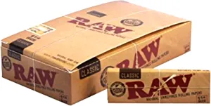 Raw Unrefined Classic 1.25 1 1/4 Size Cigarette Rolling Papers Full Box of 24 Pack