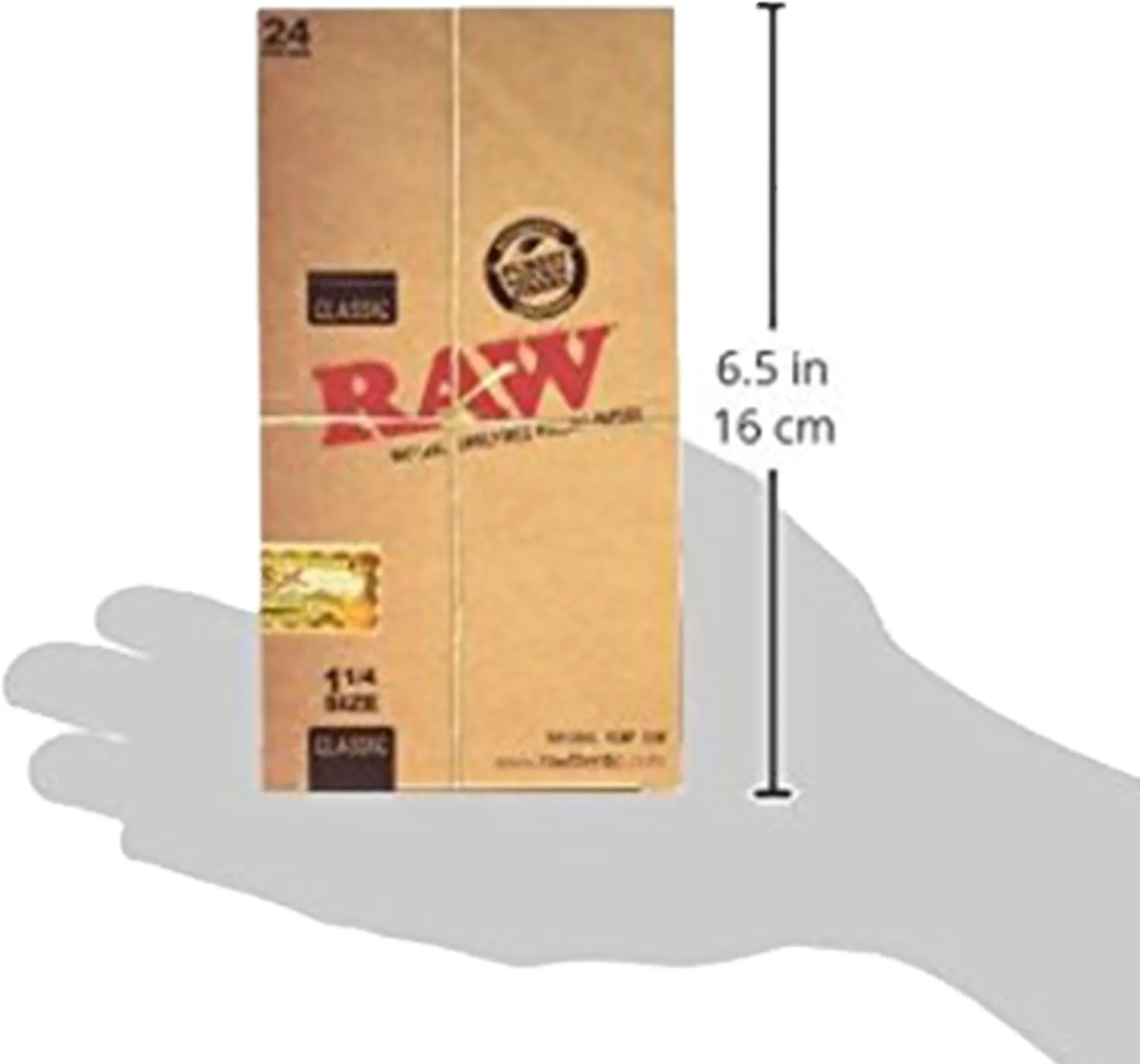 Raw Unrefined Classic 1.25 1 1/4 Size Cigarette Rolling Papers Full Box of 24 Pack