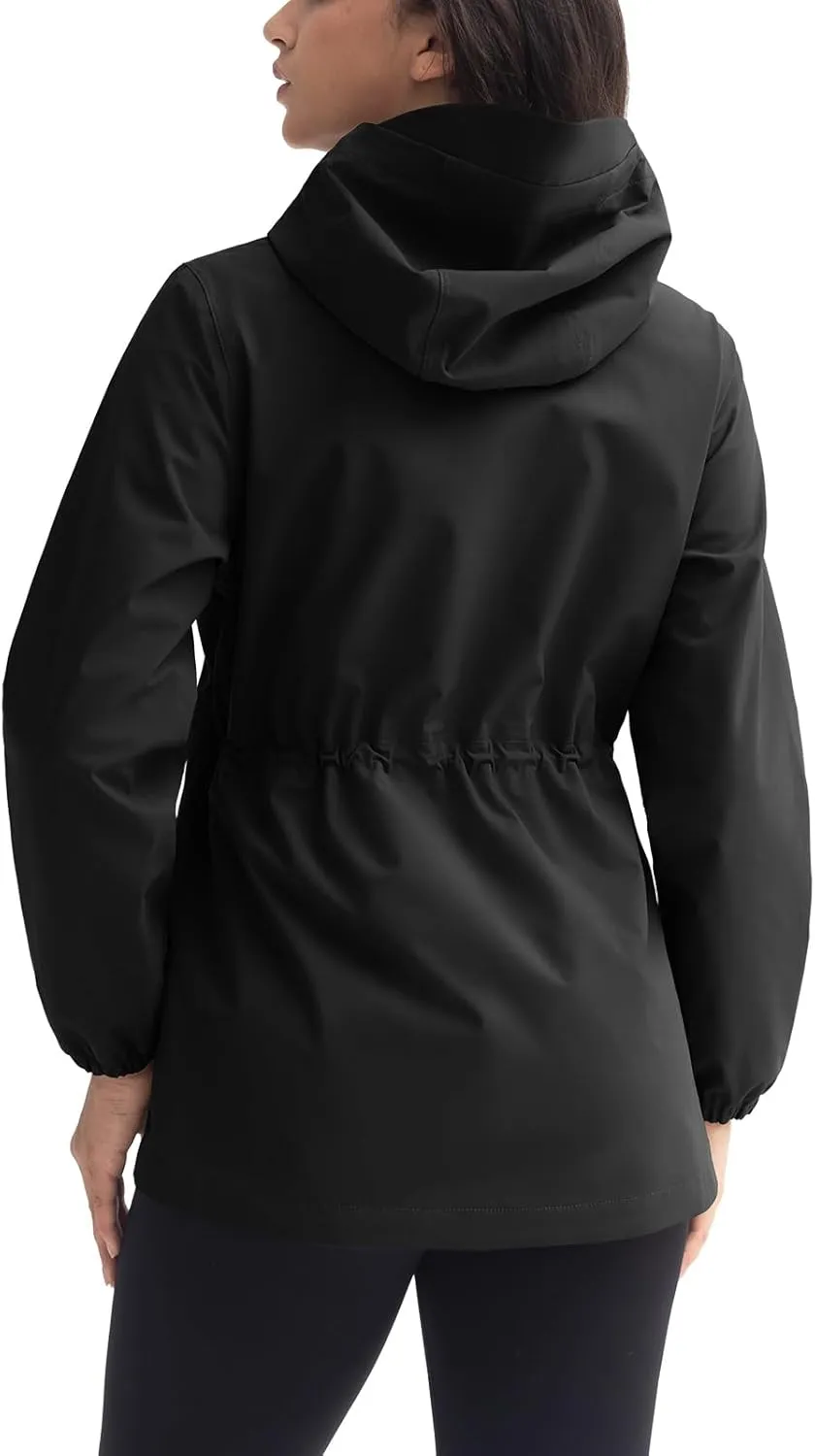 Rdruko Women's Cycling Rain Jacket Waterproof Lightweight Packable Raincoat with Hood Windbreaker for Outdoor Travel Hiking