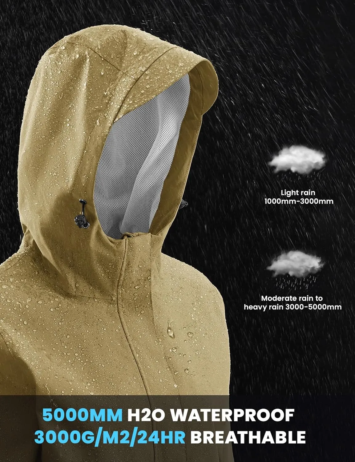 Rdruko Women's Cycling Rain Jacket Waterproof Lightweight Packable Raincoat with Hood Windbreaker for Outdoor Travel Hiking