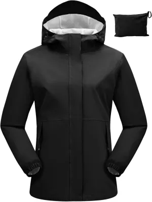 Rdruko Women's Cycling Rain Jacket Waterproof Lightweight Packable Raincoat with Hood Windbreaker for Outdoor Travel Hiking