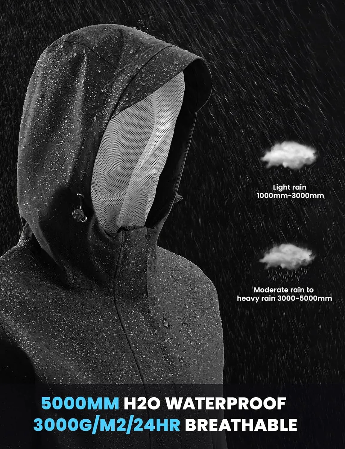 Rdruko Women's Cycling Rain Jacket Waterproof Lightweight Packable Raincoat with Hood Windbreaker for Outdoor Travel Hiking